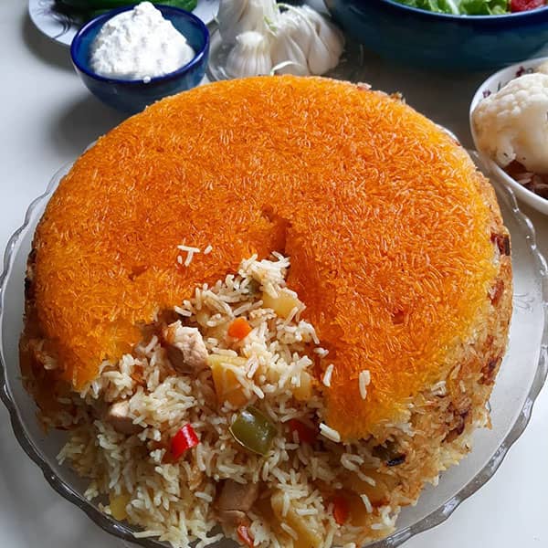 طرز تهیه پلو سبزیجات با مرغ